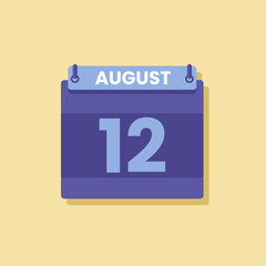 Calendar date month icon flat august vector