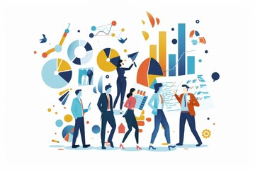 Conceptual Business Flat Illustration created with Generative AI