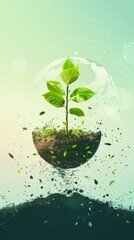 CO2 emission reduction concept, clean and friendly environment without carbon dioxide emissions. Planting trees to reduce CO2 emissions, environmental protection concept