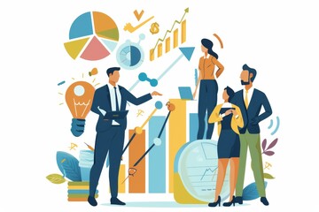 Fototapeta premium Conceptual Business Flat Illustration created with Generative AI