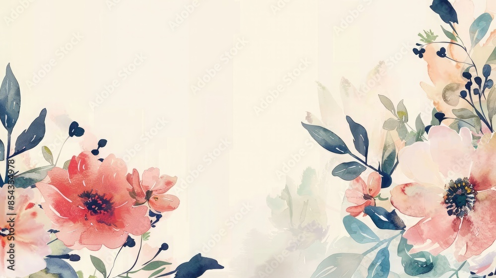 Poster a father's day greeting card with brush script calligraphy and hand-drawn floral or botanical elemen