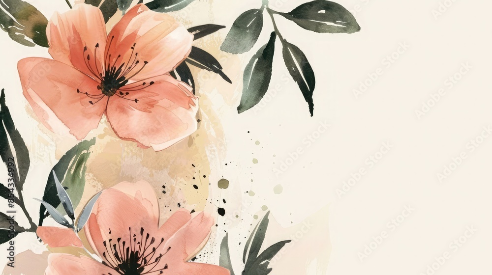 Poster A Father's Day greeting card with brush script calligraphy and hand-drawn floral or botanical elements. 