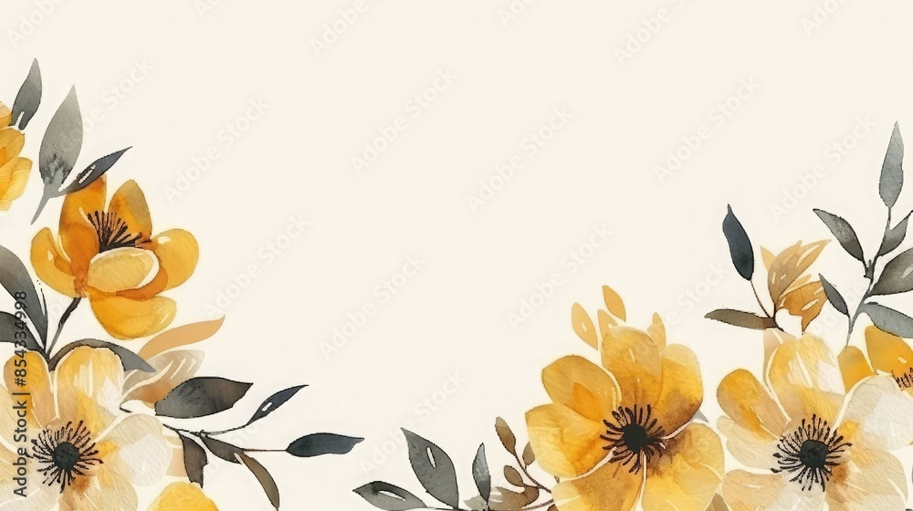 Poster a father's day greeting card with brush script calligraphy and hand-drawn floral or botanical elemen