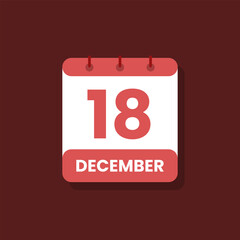 Calendar date month icon flat december vector