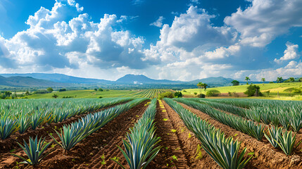 siembra de planta de maguey de agave para la produccion de tequila bebida alcoholica bebida tradicional de Jalisco Mexico planta de agave