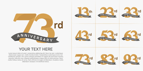anniversary logotype set vector, brown color and black ribbon for special day celebration