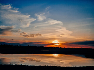 sunset over the lake