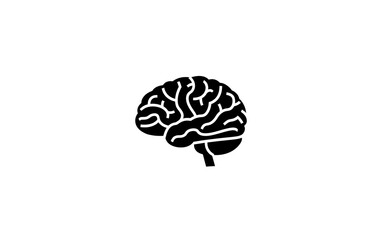 human brain vector logo, simple minimalist style, white background,