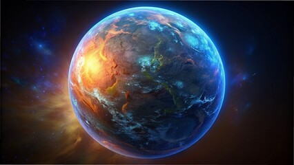 Naklejka premium Planet Earth on Black Background