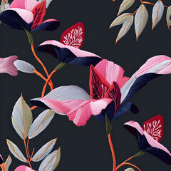 pattern with flowers and leaves AI generated 