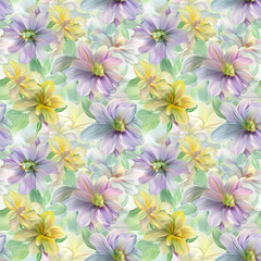 Floral variety color, form natural, seamless fabric pattern.