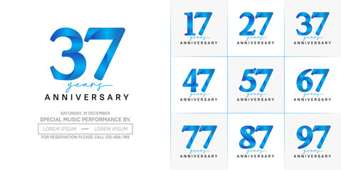 anniversary logotype set vector, blue and black color for special day celebration