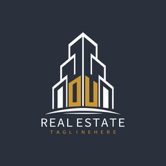Obraz premium initial monogram logo for real estate with building shape creative design 