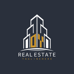 Obraz premium initial monogram logo for real estate with building shape creative design 