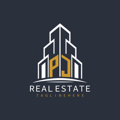 Obraz premium initial monogram logo for real estate with building shape creative design 