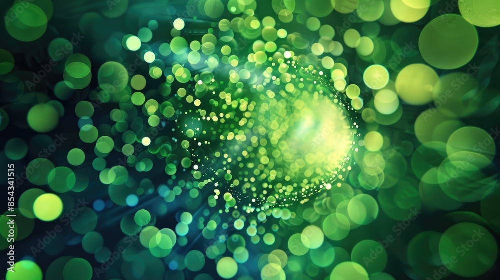 Canvas Prints Digital abstract background with vibrant green circles