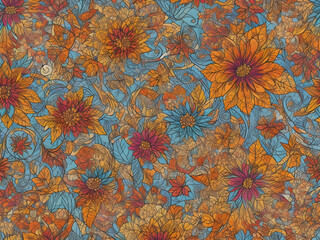 pattern with flowers pattern, seamless, design, wallpaper, texture, decoration, flower, floral, art, ornament, mosaic,Ai generated 