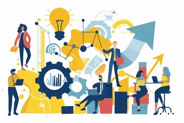 Conceptual Business Flat Illustration created with Generative AI