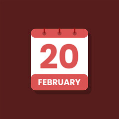 Calendar date month icon flat february vector