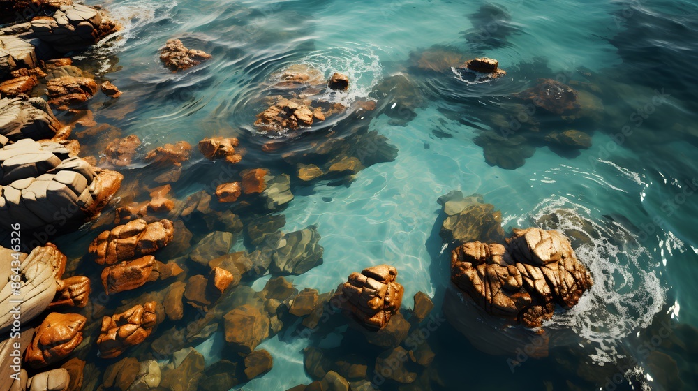 Wall mural an aerial view of photo of big lake, clear bottom