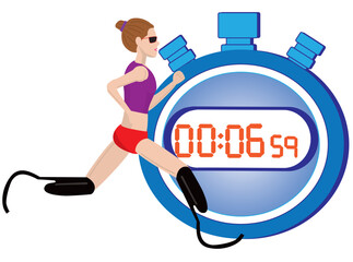 義足を使って走っている障がい者のランナーのイラスト素材です。