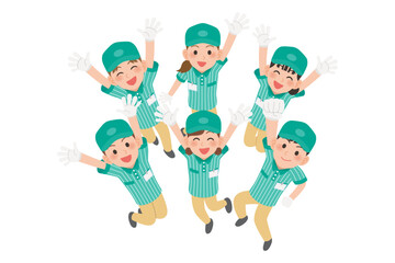 ジャンプしている運送業の人