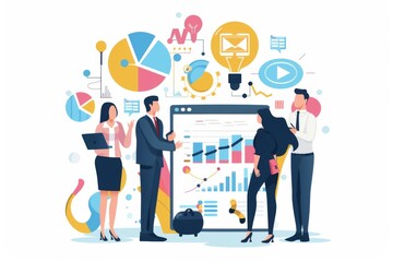 Conceptual Business Flat Illustration created with Generative AI