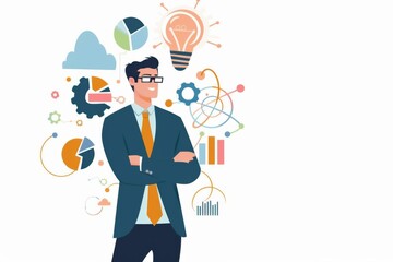 Conceptual Business Flat Illustration created with Generative AI