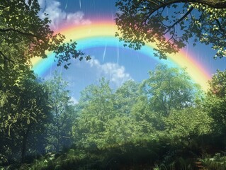 a beautiful natural realistic rainbow, 