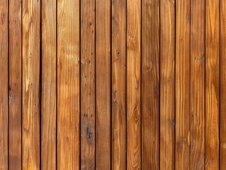 Obraz premium Close-up of a wooden fence with vertical planks, showcasing the natural texture and warm tones of the wood.