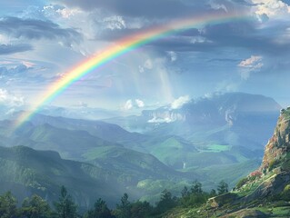 a beautiful natural realistic rainbow, 