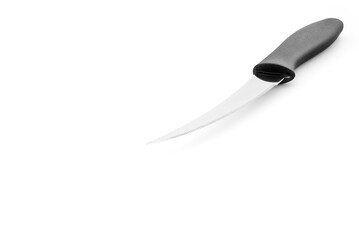 kitchen home knife with serrated blade and black handle
