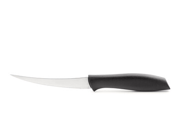 kitchen home knife with serrated blade and black handle