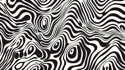 Pattern of wavy lines drawn by hand in black and white