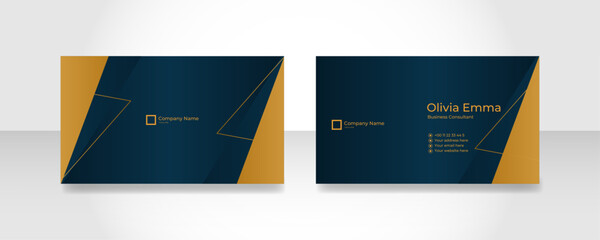 Blue gold Business card template with abstract shapes