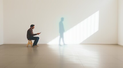 Rainbow silhouette in wheelchair holding hands with grey figure on white background