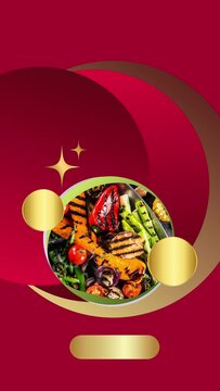 Anuncio publicitario comida grillada, parrillada veggie, comida saludable, verduras rostizadas, verduras asadas 