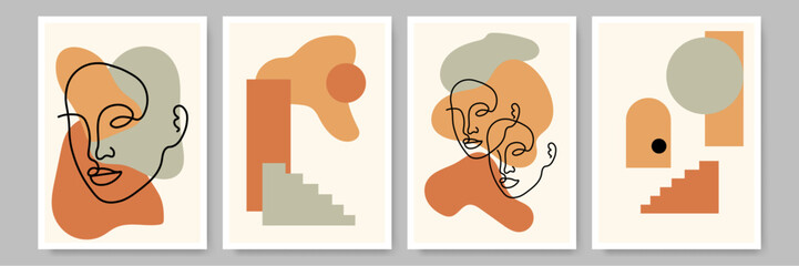 Artistic gradient brown boho abstract design. flat boho design art graphic