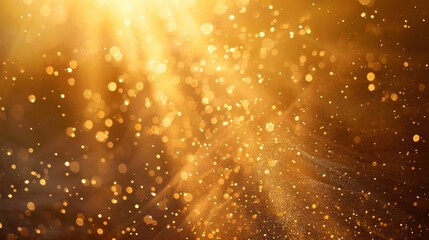 Obraz premium Abstract golden glitter background with copy space text, for holiday, celebration, and luxury