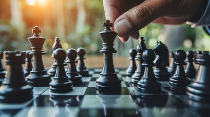 The competition challenge of business by chessboard. solution strategy game concept. Decision by leadership battle of intelligence and management for team success. Opportunity of move to the winner.