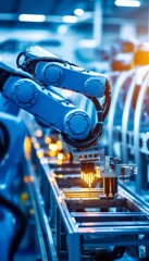 Precision assembly in automated manufacturing plant  ai robots at work, engineer s view