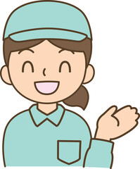 作業着のスタッフ　女性