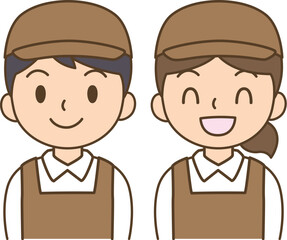 エプロン姿のスタッフ　男女