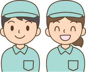 作業着のスタッフ　男女