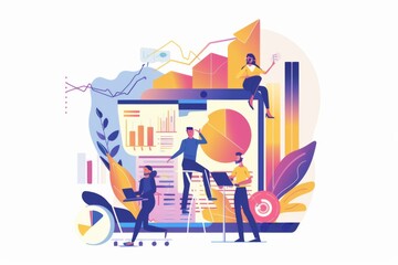 Obraz premium Conceptual Business Flat Illustration created with Generative AI