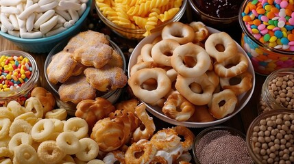 Naklejka premium Processed Foods: These often contain preservatives and chemicals that may be harmful