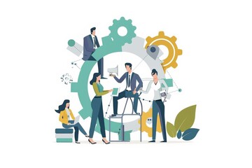 Conceptual Business Flat Illustration created with Generative AI