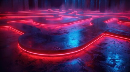 Neon Illuminated Abstract Structure