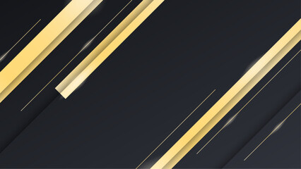 Gradient black background with golden textures. Dark paper layers background with gold details