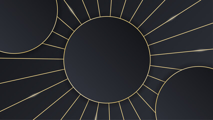 Realistic black and gold luxury background. Gradient black backgrounds with golden frames template